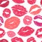 Lips seamless pattern. Colourful womans lips design for fashion cloth and wrapping paper, world kissing and valentines