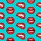 Lips Seamless Pattern in Retro Pop Art Style