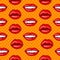 Lips Seamless Pattern in Retro Pop Art Style