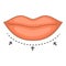 Lips surgery correction icon, cartoon style