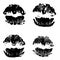 Lips track print set. Stamp of mouth collection. Vector
