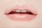 Lips, woman mouth beauty closeup in natural pink color