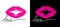 Lips with word love for t shirt printing. Fashion icon. Pink kiss on white and black background. Lipstick pattern hand drawn for d