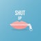 Lips zipped. Woman`s mouth with zipper closing lips shut. Concept of shut up, keeping quiet. Vector illustration, flat design