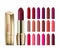 Lipstick assortment set with glossy colors realistic isolated vector illustration. Set of color lipsticks.