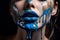 Lipstick blue paint dripping lipgloss drops on lips of beautiful woman mouth illustration generative ai