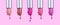 Lipstick colourful tints palette. Fashion Colorful liquid Lipsticks dripping, isolated on pink background, Professional Makeup, Be