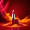 Lipstick commercial photography with explosion of red and yellow dust