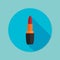 Lipstick. Flat icon with long shadow. EPS10