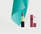 Lipstick icon with shadow, and set of makeup mascara with beauty salon for elegant care for face, eye, lips illustration design.