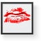 Lipstick kiss print. Female red lips. lips makeup, kiss mouth, modern frame and place for text