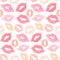 Lipstick kiss seamless background. Pastel colors.