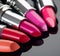 Lipstick. Professional makeup and beauty. Lipstick tints palette closeup. Colorful lipsticks