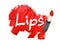 Lipstick smudged on white background with