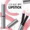 Lipstick soft velvet pink advertising template. Fashion banner makeup lipstick. Cream smear cosmetics