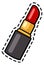 Lipstick sticker. Red beauty fashion comic badge