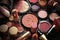 lipsticks, foundation, setting powder Close up make up products, Generative Ai