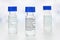 Liptovsky Hradok, Slovakia - April 20, 2020: Remdesivir label on small medical bottles concept, not real product. GS-5734 is