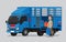 Liquefied petroleum gas cylinders delivery lorry and deliveryman