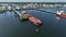 Liquid Cargo Transporter Ship Unloading Crude Oil to a Fuel Depot