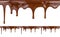 liquid chocolate dripping from cake on white background with clipping path included. High resolution illustration.