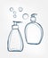 Liquid cosmetics jars line art sketch outline isolated design element cosmetics vector