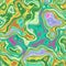 Liquid fractal in bright and vibrant colors in shades of green,