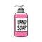Liquid hand soap illustration in plastic dispenser bottle