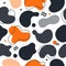 Liquid irregular shapes. Abstract pattern. Amorphous ovals. Fluid jelly silhouettes. Orange and gray blotches