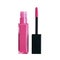 Liquid lipstick open tube and applicator wand isolated on white backgrpund. Hot pink lip gloss