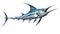 Liquid Metal Swordfish Illustration On White Background