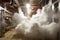 liquid nitrogen vapor rising from cryonic storage area