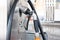 Liquid petrol gas or LPG station pump with nozzle to refuel a ca