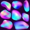 Liquid shapes collection. Set gradient colorful drops, splashes, blobs in trendy style. Isolated elements of holographic color.