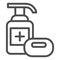 Liquid and soap line icon. Hygiene health protection outline style pictogram on white background. Wash disinfect