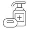 Liquid and soap thin line icon. Hygiene health protection outline style pictogram on white background. Wash disinfect