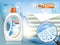 Liquid washing powder. Packaging with laundry detergent