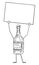 Liquor Bottle Cartoon Character Holding Empty Sign in Hand, Vector Illustration