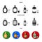 Liquor chocolate, champagne, absinthe, herbal liqueur.Alcohol set collection icons in black, flat, monochrome style