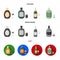 Liquor chocolate, champagne, absinthe, herbal liqueur.Alcohol set collection icons in cartoon,flat,monochrome style
