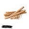 Liquorice root isolated dried sticks isolated digital art illustration. Licorice Glycyrrhiza glabra, sweet root, aromatic