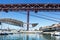 Lisboa, Portugal, Santo Amaro Dock, 25 de Abril Bridge and entertainment area coverage