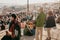 Lisbon, 01 May 2018: Many young people of local people, tourists and migrants on the city lookout platform which is a