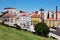 Lisbon architecture. Colorful houses against the blue sky