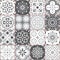 Lisbon Azujelo vector seamless tiles design - Portuguese retro gray pattern, tile big collection