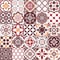 Lisbon Azulejos tile vector pattern, Portuguese or Spanish retro old tiles mosaic, Mediterranean seamless brown design