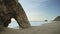 Lisbon Beach and Dramatic Portugal Coast with Arch Rock Formation, Beautiful Coastal Scenery and Lan