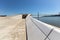 LISBON BELEM, PORTUGAL - AUG 05: Rooftop of MAAT - Museum of Art, Architecture and Technology with view to shoreline of river