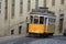 The Lisbon electric trams crossing downtown