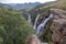 The Lisbon Falls: double waterfalls in the Blyde River Canyon, Panorama Route near Graskop, Mpumalanga, South Africa.